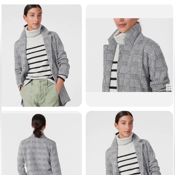 J. Crew Sophie Open Front Sweater Blazer in Glen Plaid Ivory Hthr Charcoal  - XS - Picture 6 of 7